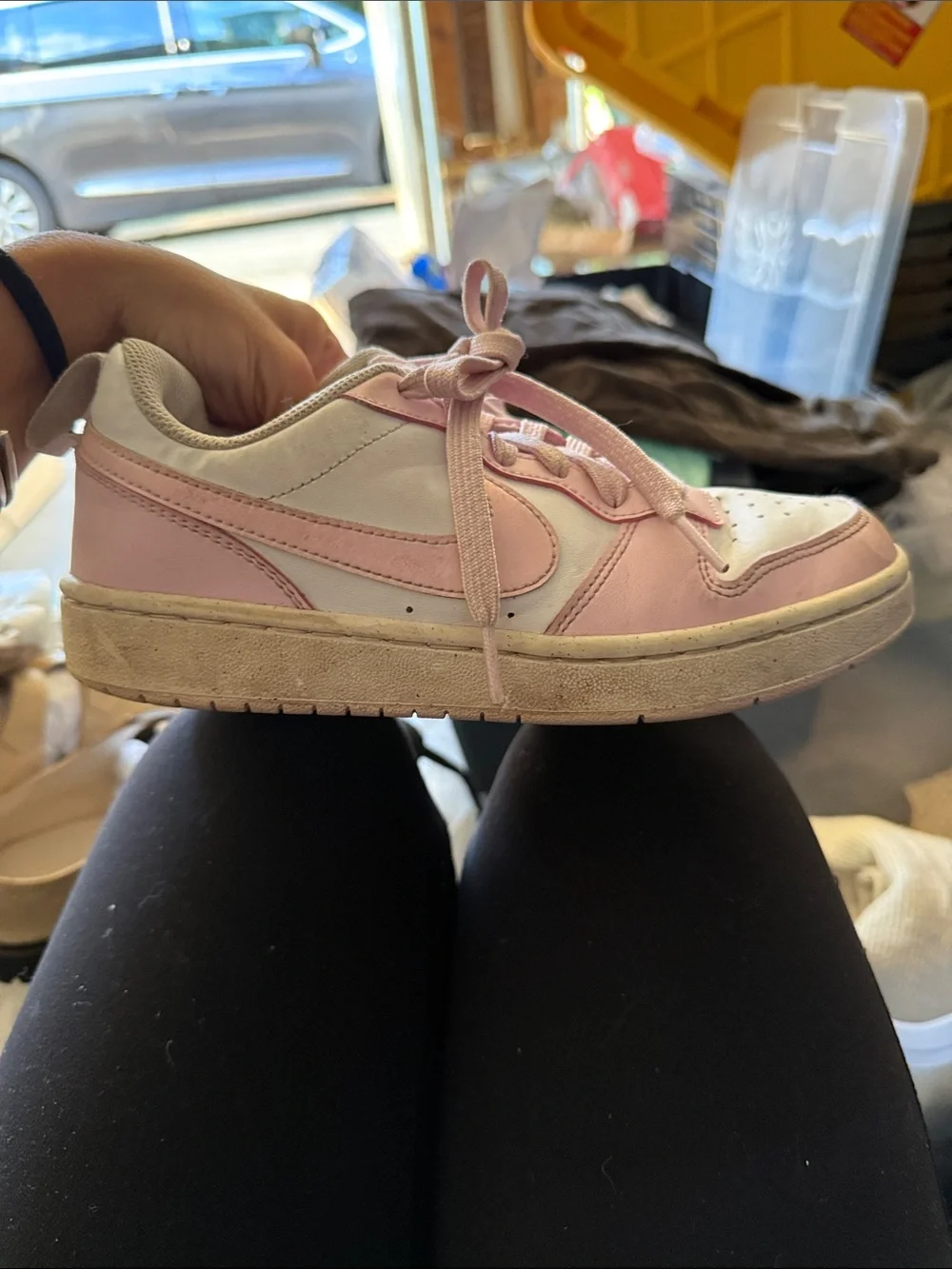 Nike Kids Pink and White Low-Top Sneakers
